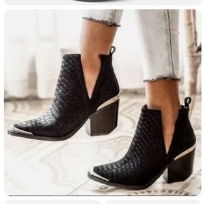 Jeffrey Campbell Black Suede Snake Booties